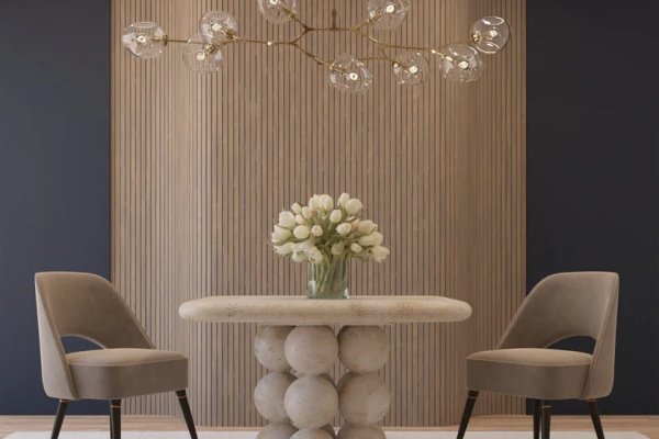 tambour wall panels in modern office