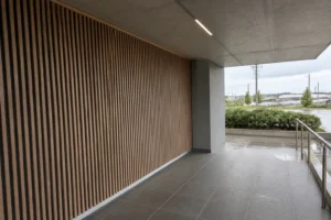 acoustic panels outdoors in a protected commercial installation