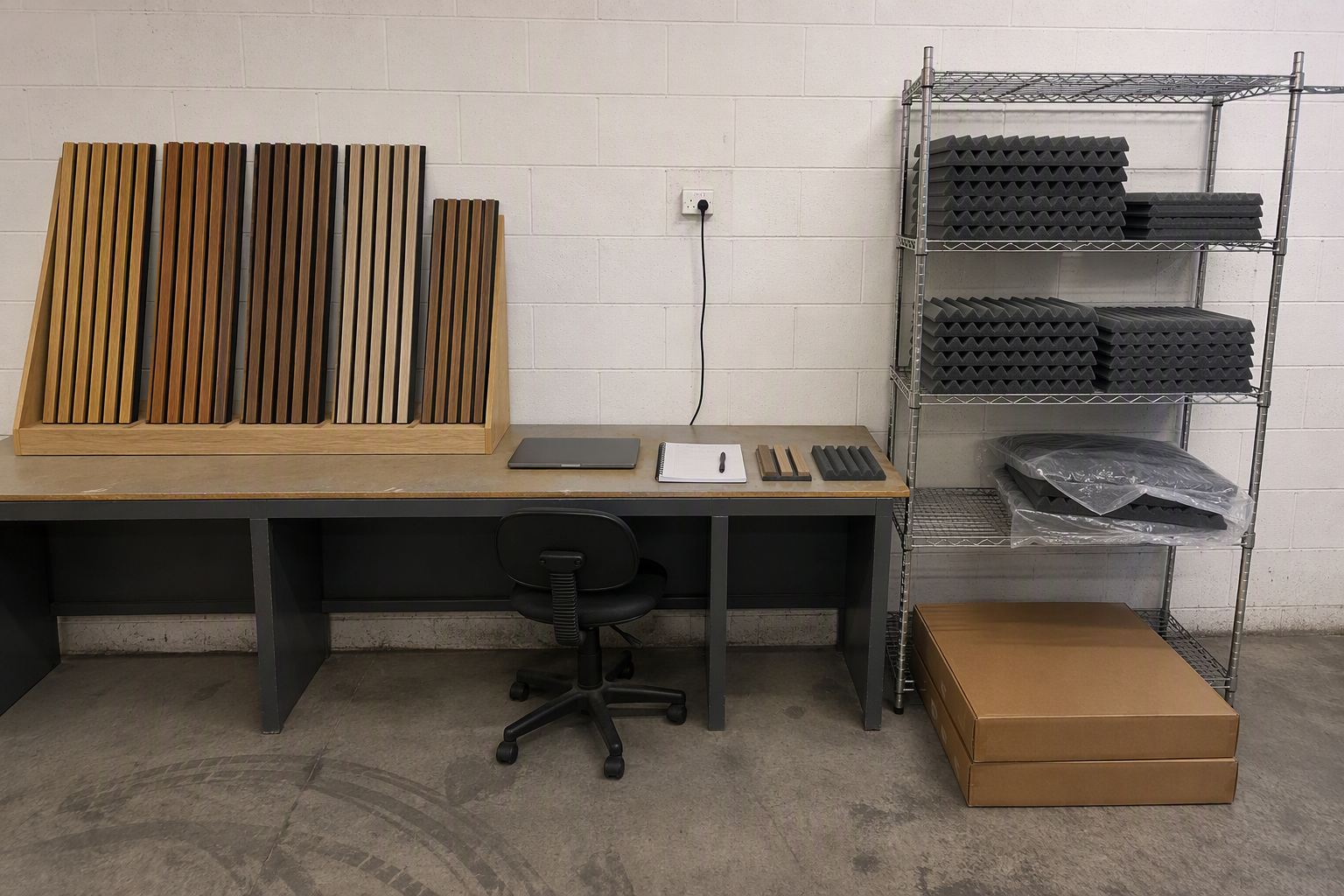 wood slat panels vs acoustic foam distributor channel positioning