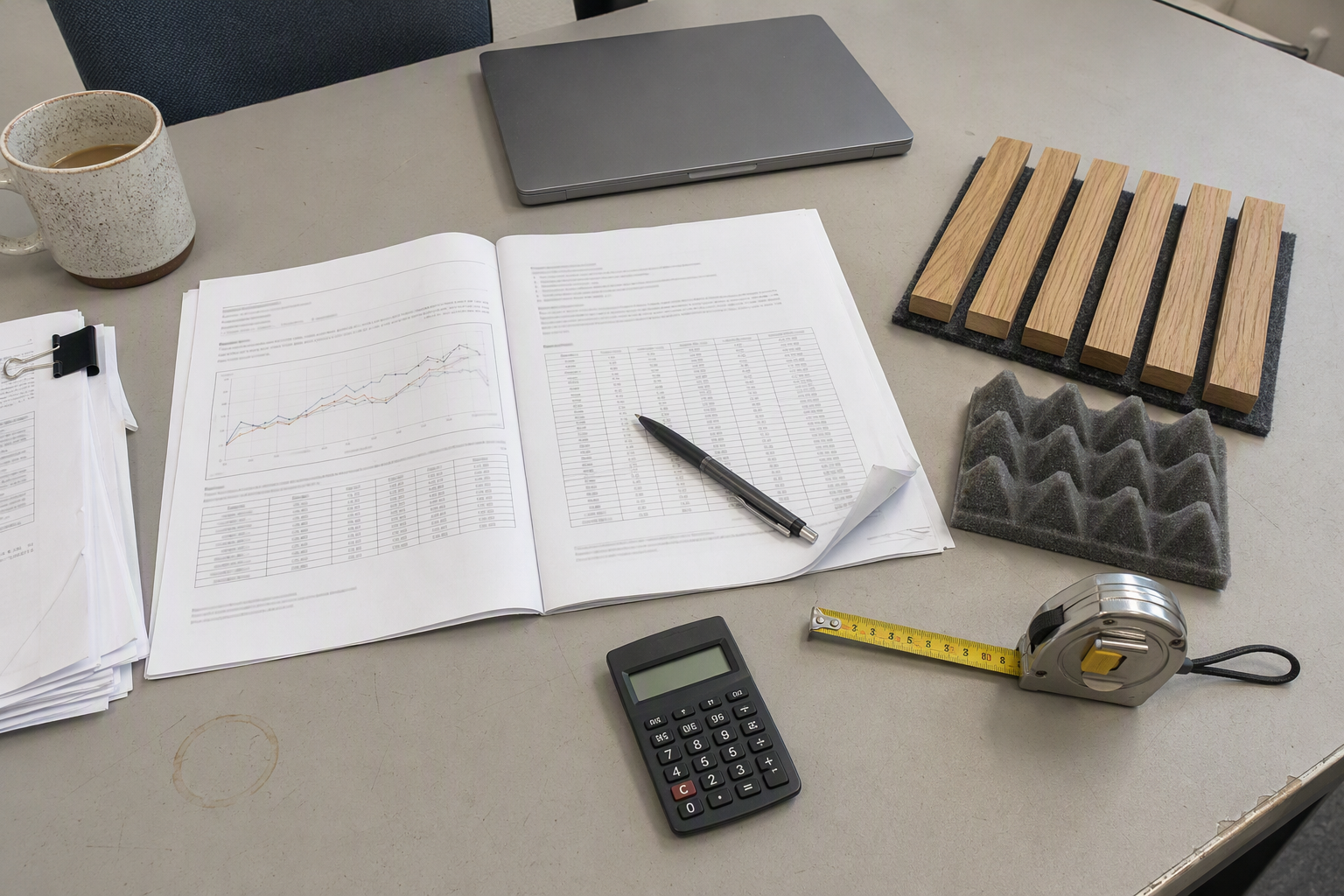 wood slat panels vs acoustic foam NRC test report evaluation